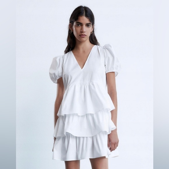 Zara ruffled poplin dress NWOT - Picture 1 of 10